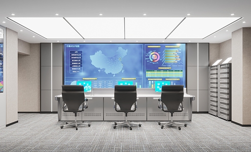 modern monitoring room 3d model