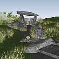 Natural Building Exterior Wall Design With Stone Rocks Trees and Green Grass Surroundings