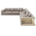 Modern Light Gray Sectional Sofa With Plush Cushions And LED Storage 3d model