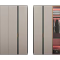 Modern Minimalist Wardrobe With Open Interior Hanging Rods Shelves And Metal Handles