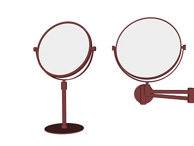 Standing And Wall Mounted Mirrors With Metal Brackets And Round Frames 3d model