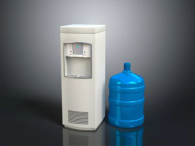 White Electronic Water Dispenser With Large Blue Water Jug For Home Use 3d model