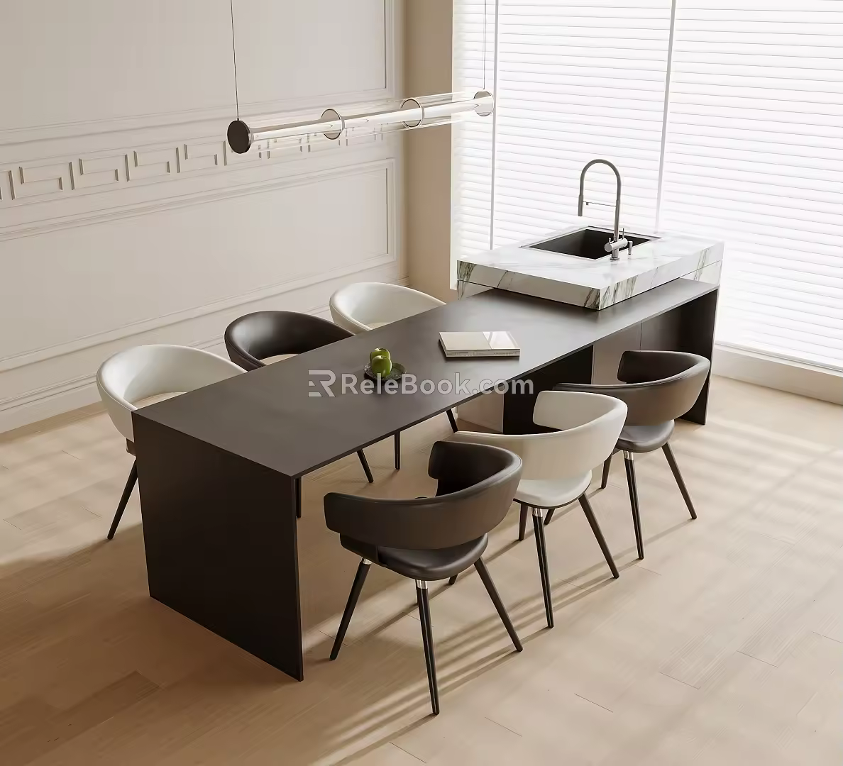 Modern Dining Table and Chair Combination Dining Table Dining Chair Single Chair 3d model
