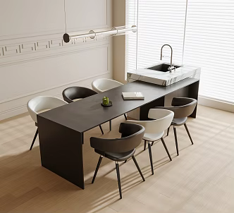 Modern Dining Table and Chair Combination Dining Table Dining Chair Single Chair 3d model