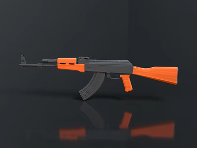 Black And Orange Tactical Rifle 3D Model With Modern Design And Reflective Surface 3d model