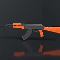 Black And Orange Tactical Rifle 3D Model With Modern Design And Reflective Surface