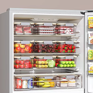 Fridge Preservation Box Fruit Vegetable Meat Steak Peach Cherry Strawberry Tomato Red Pepper Corn Red Pepper Cucumber Banana 3d model
