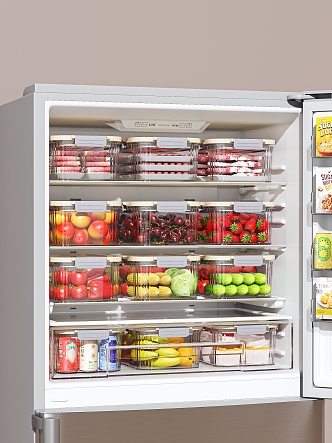 Fridge Preservation Box Fruit Vegetable Meat Steak Peach Cherry Strawberry Tomato Red Pepper Corn Red Pepper Cucumber Banana 3d model