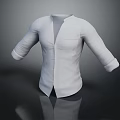 White Minimalist Shirt With Stand Up Collar Rolled Up Cuffs And Front Pocket Design
