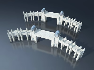 White Swing Door Design With Arch Top And Decorative Frame Elements 3d model