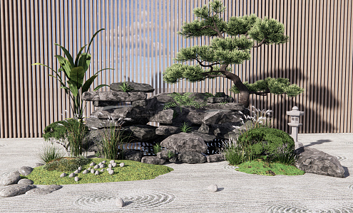 New Chinese landscape sketch rockery waterscape 3d model