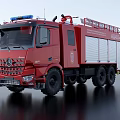 Functional Red Fire Truck With Ladder Emergency Lights And Rescue Equipment