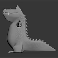 Cartoon Crocodile Game Movie Character 3D Model Featuring Big Eyes Open Mouth And White Design