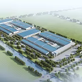 Bird's-eye view of modern factory building 3d model