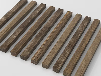 Natural Stone Wood Strips with Rustic Texture for Interior Design Projects 3d model
