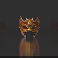 Traditional Chinese Dragon Mask With Red Gold Flame And Cloud Patterns