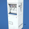 White Vertical Water Dispenser With Cold Hot Taps And Blue Drip Tray Daily Use Appliance