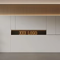 Modern Luxury Reception Desk With Wooden Background White Countertop Built-in Lighting And Decorative Ornaments