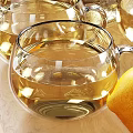 Elegant Tableware Set with Wooden Tray Glass Pitcher Lemon Slices White Cups Cookies Dried Grass