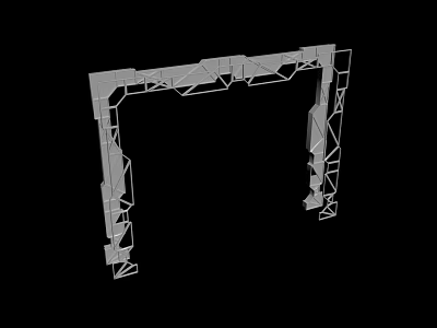 3D Model of Industrial Metal Frame Structure with Geometric Design and White Outline 3d model
