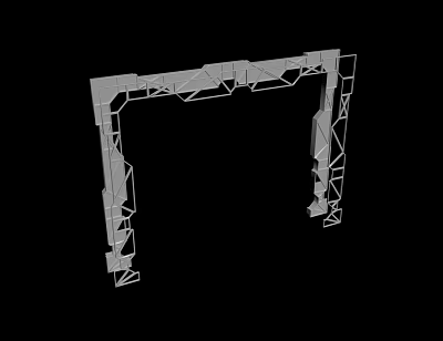 3D Model of Industrial Metal Frame Structure with Geometric Design and White Outline 3d model