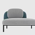 Modern Gray Sofa Bench With Blue Rounded Backrest And Black Legs 3d model