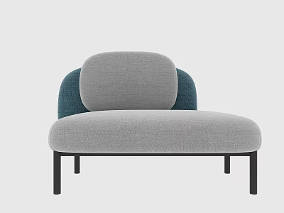Modern Gray Sofa Bench With Blue Rounded Backrest And Black Legs 3d model