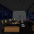 Stylish KTV Room Design With Starry Ceiling Blue Lighting Blue Sofas And TV Screen 3d model