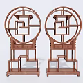 Chinese Traditional Wooden Bogu Display Shelves With Round Frame And Multi Tier Design