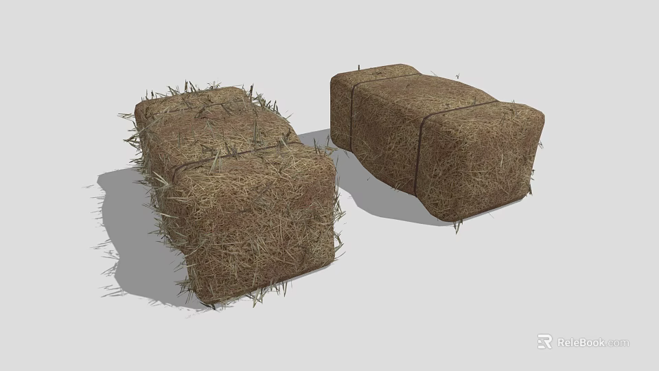 Natural Agricultural Plant Hay Bales As Essential Farm Storage And Feeding Material 3d model 