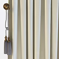 Elegant Ivory Linen Curtains With Brass Hooks And Tassel Tiebacks
