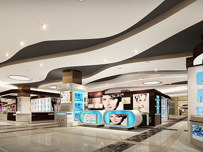 Modern Cosmetics Store Mall Makeup Area model