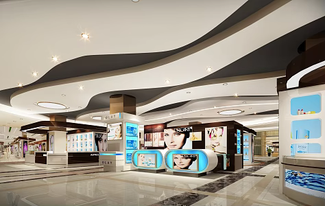 Modern Cosmetics Store Mall Makeup Area 3d model