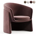 Elegant Modern Beige Single Sofa With Curved Backrest And Comfortable Velvet Fabric