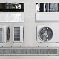Various Types Of Wall Mounted Floor Standing Air Conditioners And Electric Fans