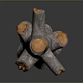 Wooden Stone Decorative Ornament Featuring Stump Shape And Natural Bark Texture Design