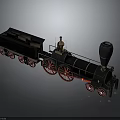 Vintage Steam Train Model With Black Body Red Wheels Smokestack And Tender Car
