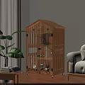 Indoor Wooden Pet Cabinet With House Shaped Design Paw Print Decor Glass Doors And Shelves