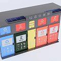 Public Garbage Classification Facility With Solar Panels And Colorful Sorting Bins 3d model