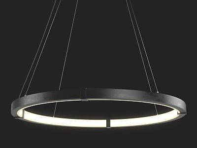 Modern Hanging Chandelier With Circular Black Frame And Illuminated Ring Design 3d model
