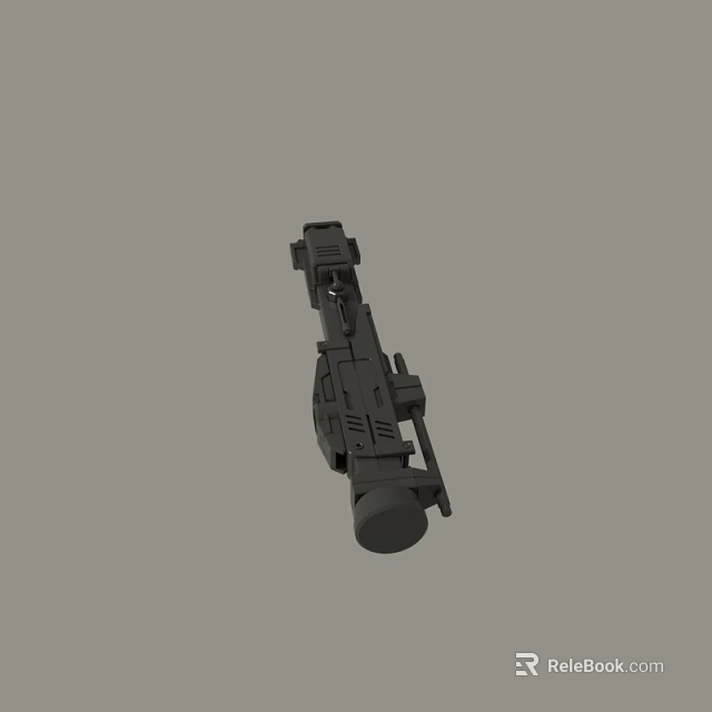 Black Industrial Mechanical Device With Cylindrical Base And Elongated Structure 3d model 