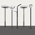 Modern Outdoor Lights With Black Poles And Unique Decorative Tops For Gardens