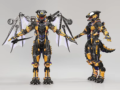 Modern game character mech robot mech wings mech animal sci-fi game armored mechanical dragon mech dragon 3d model