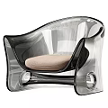 Stylish Modern Transparent Acrylic Leisure Chair With Beige Cushion And Armrest Design