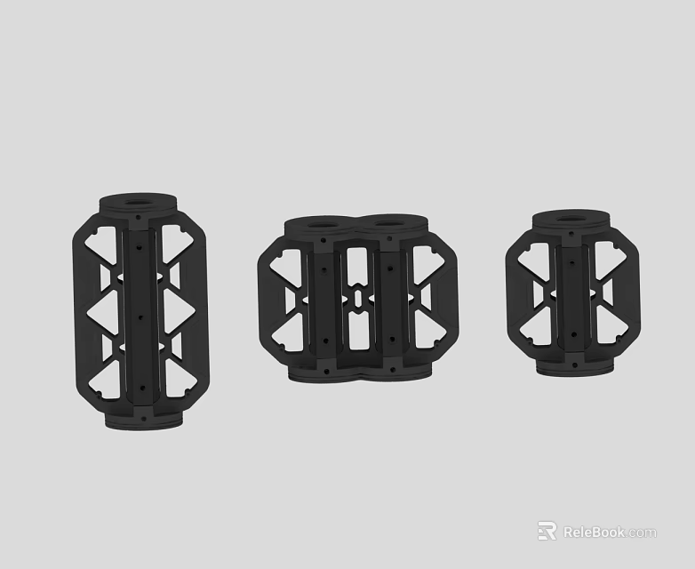 Three Modern Swing Door Styles With Black Finish For Home Interior Design 3d model 