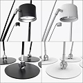Abstract Floor Lamp with Curved Lines Modern Design and Walking Person Silhouette
