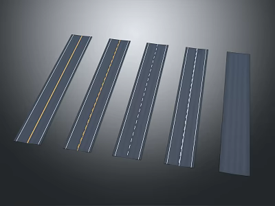 Various Road Components With Yellow Solid Lines White Dashed Markings And Smooth Surfaces 3d model