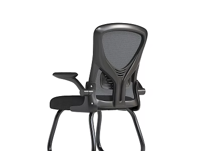 Modern Breathable Black Mesh Back Office Chair With Armrests And Metal Legs 3d model