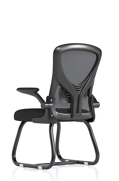 Modern Breathable Black Mesh Back Office Chair With Armrests And Metal Legs 3d model