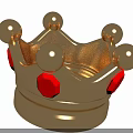 Decorative Weapon With Golden Crown Design Red Gems And Spherical Ornaments